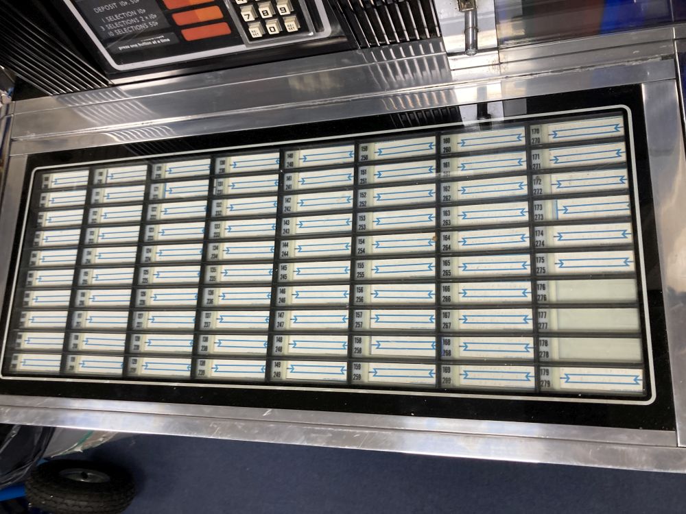 A 1970s Seeburg juke box, width 100cm depth 69cm height 136cm